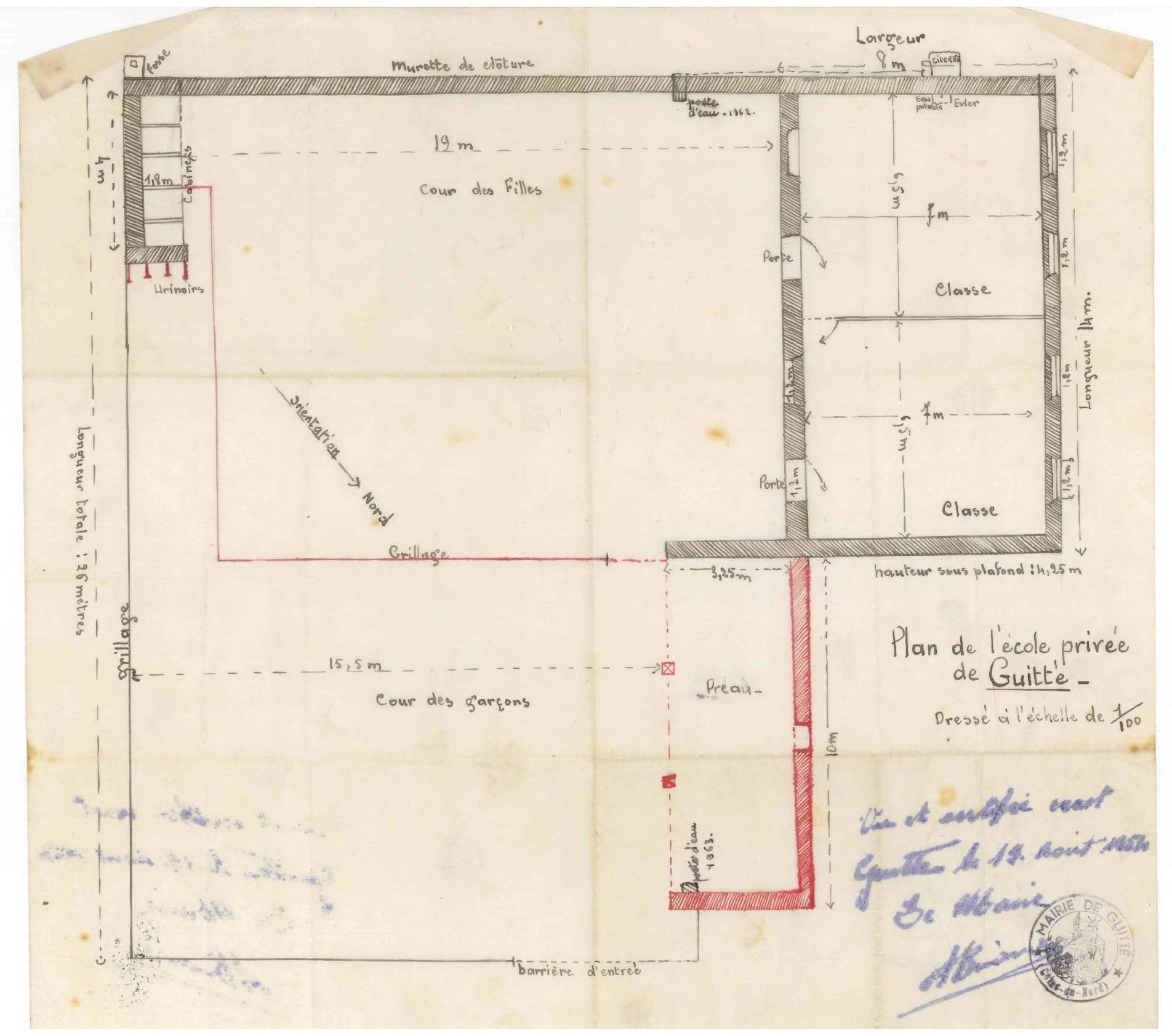 Plan de l'école de guitté 1954